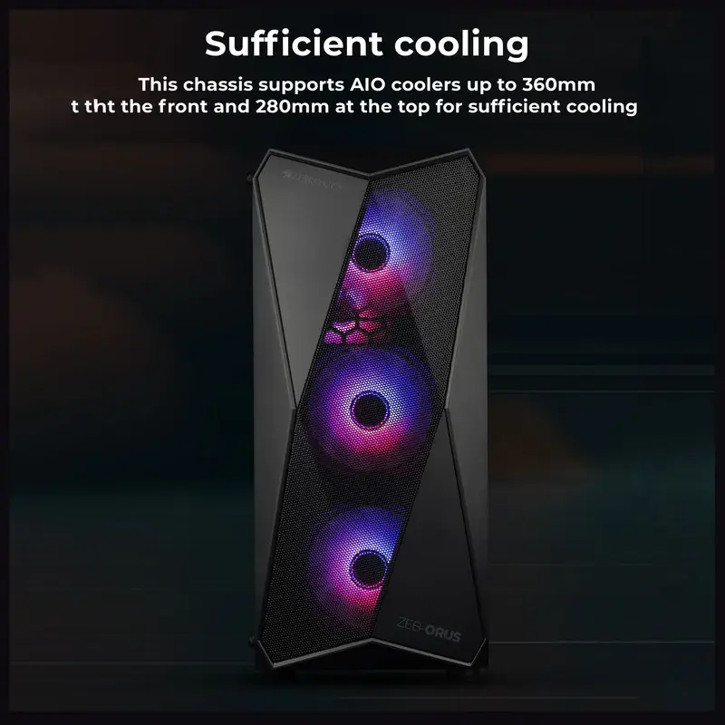 Thumbnail: ZEBRONICS ORUS ARGB MATX MID TOWER CABINET