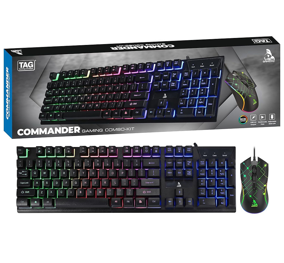 TAG GAMERZ COMMANDER GAMING KEYBOARD & MOUSE RGB COMBO KIT (BLACK)