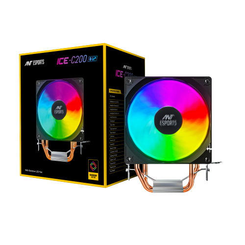 ANT ESPORTS ICE-C200 V2 RAINBOW 120MM ARGB BLACK CASE FANS