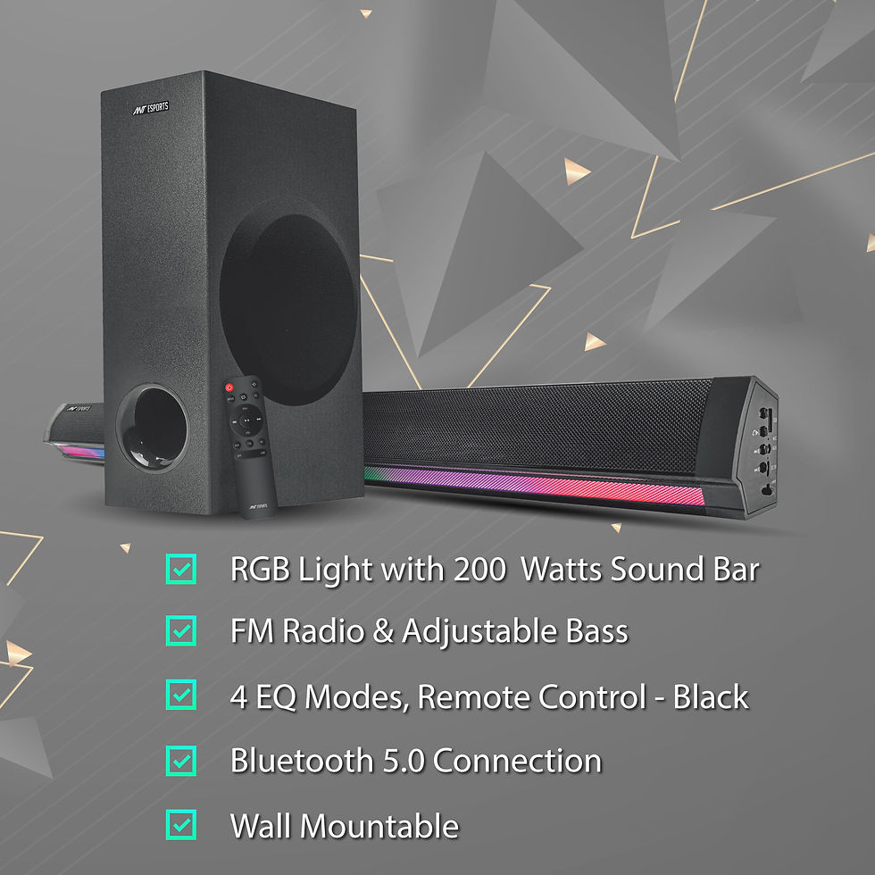 Thumbnail: ANT ESPORTS SBW200 2.1 BLUETOOTH RGB GAMING SOUNDBAR WITH SUBWOOFER