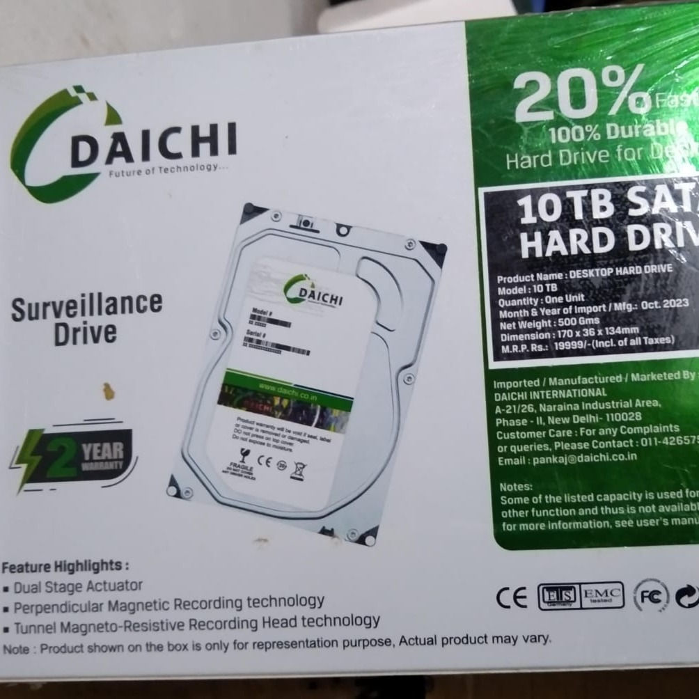 DAICHI ALL DESKTOP, NVR, DVR SUPPORTED HDD 10TB