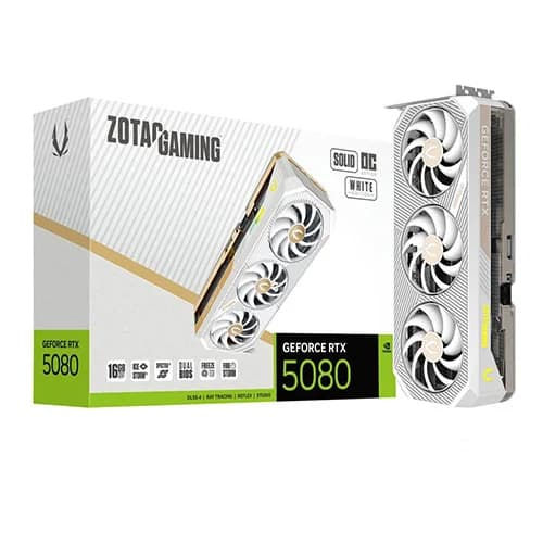 ZOTAC GAMING RTX 5080 SOLID OC WHITE 16GB GDDR7 GRAPHICS CARD