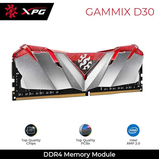 Thumbnail: ADATA XPG GAMMIX D30 RED 8GB  3200MHZ CL16 DDR4 DESKTOP RAM