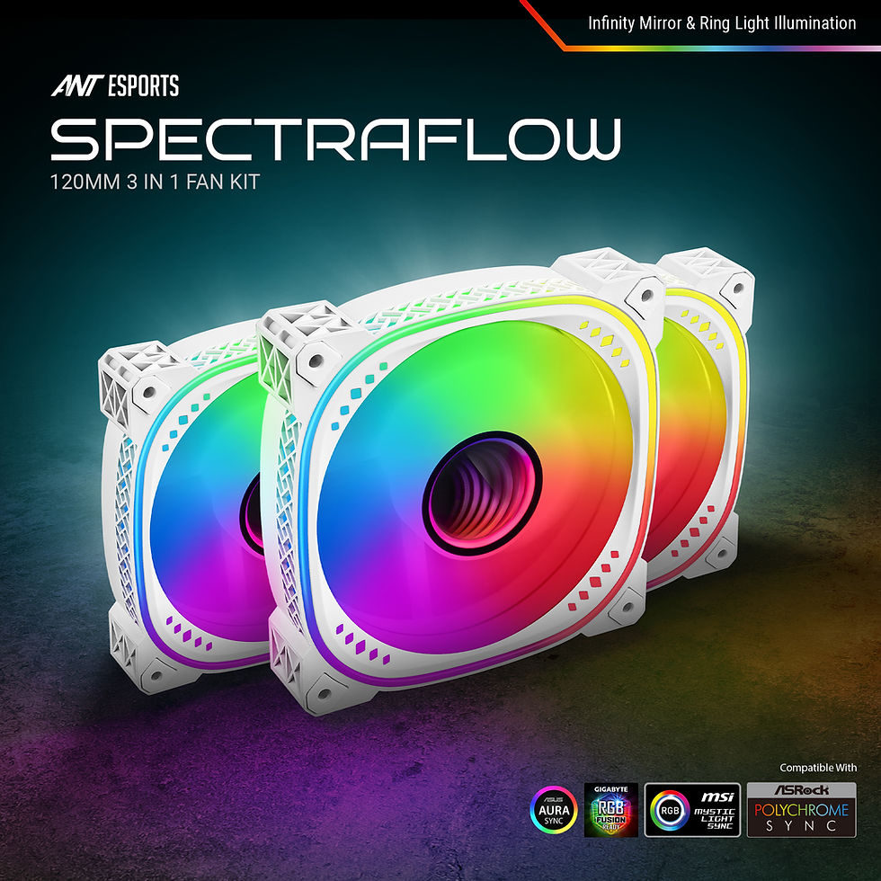 Thumbnail: ANT ESPORTS SPECTRAFLOW 3X120MM ARGB WHITE CASE FAN KIT