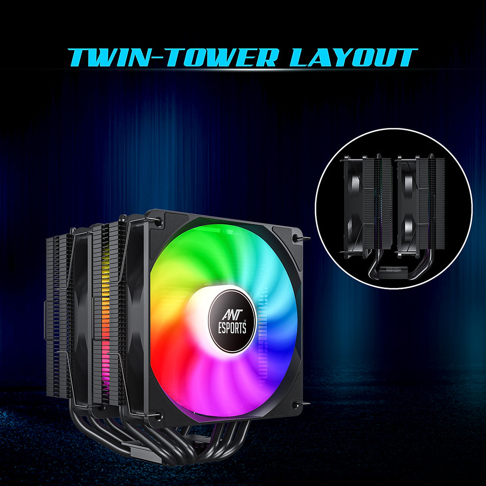 Thumbnail: ANT ESPORTS ICE-C621 DUAL TOWER 2X120MM ARGB AM5/LGA1851 BLACK CPU AIR COOLER