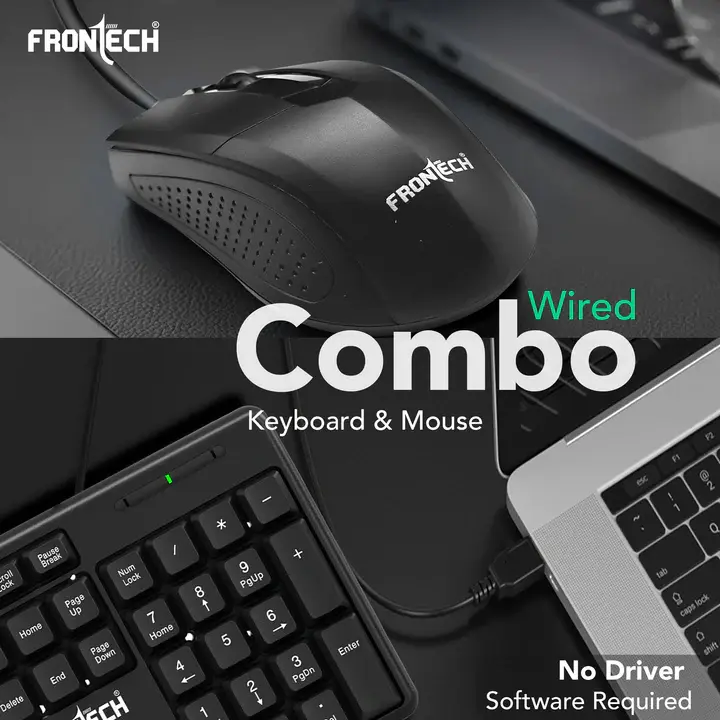 Thumbnail: FRONTECH BLACK WIRED KEYBOARD & MOUSE COMBO (FT-1692)