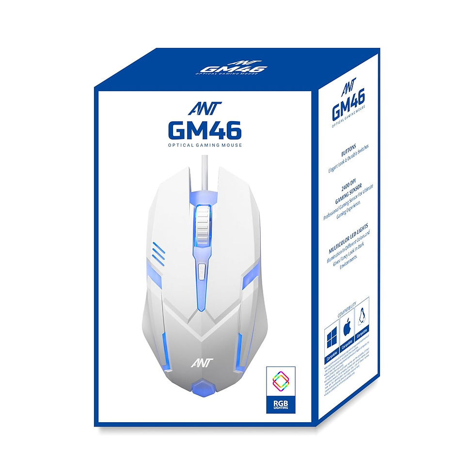 Thumbnail: ANT GM46 2400DPI RGB WIRED GAMING MOUSE WHITE