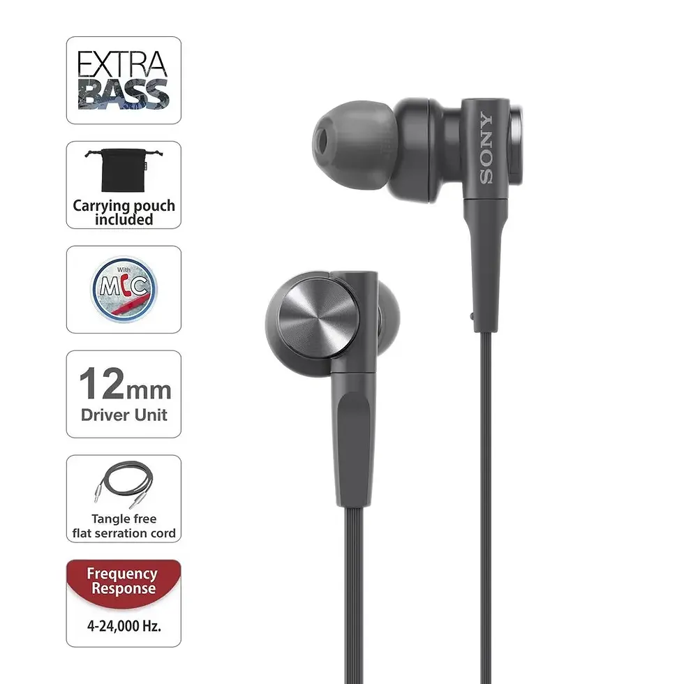 Thumbnail: SONY MDR-XB55AP PREMIUM IN-EAR EXTRA BASS WIRED HEADPHONES WITH MIC (BLACK)