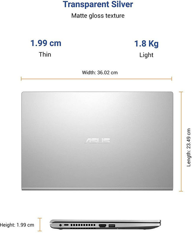 ASUS VIVOBOOK 15 X515MA-BR101T PQC-N5030 4GB 1T W10 TRANSPARENT SILVER