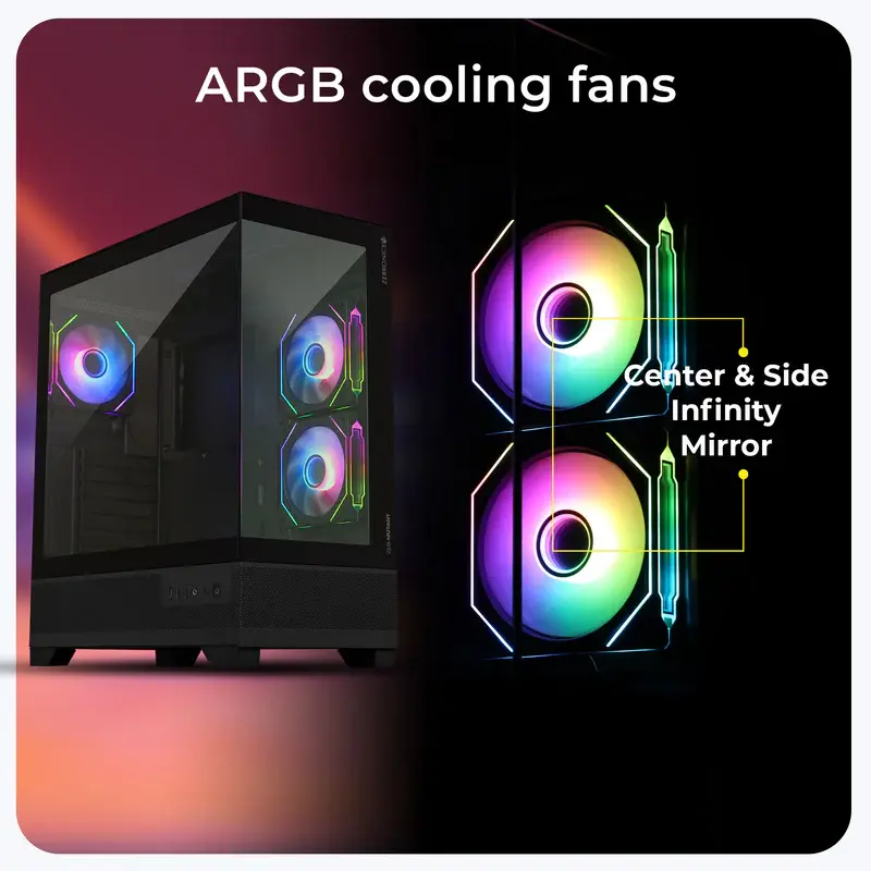 Thumbnail: ZEBRONICS MUTANT ARGB MATX MID TOWER CABINET