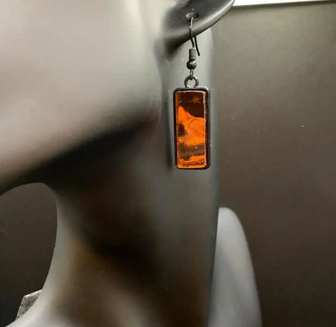 Mirror Glass Amber drop earrings