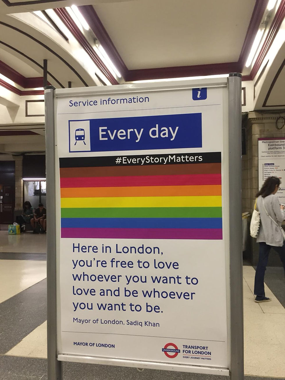 Pride message on London Underground Sign
