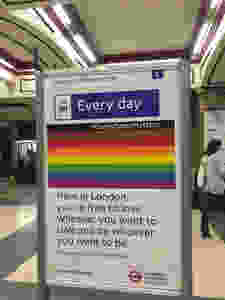 Pride message on London Underground Sign