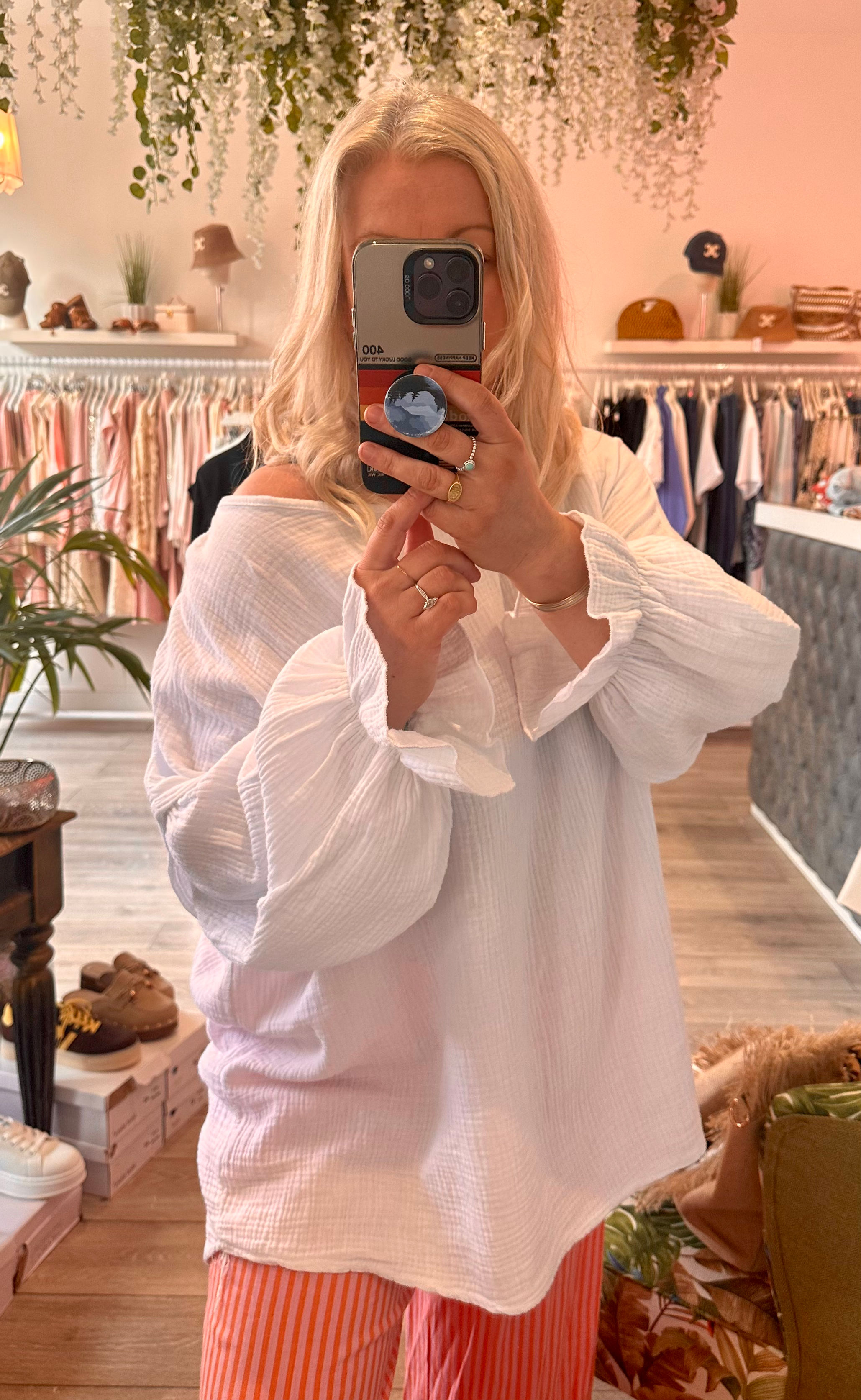 Mykonos ruffle sleeve oversized tunic 