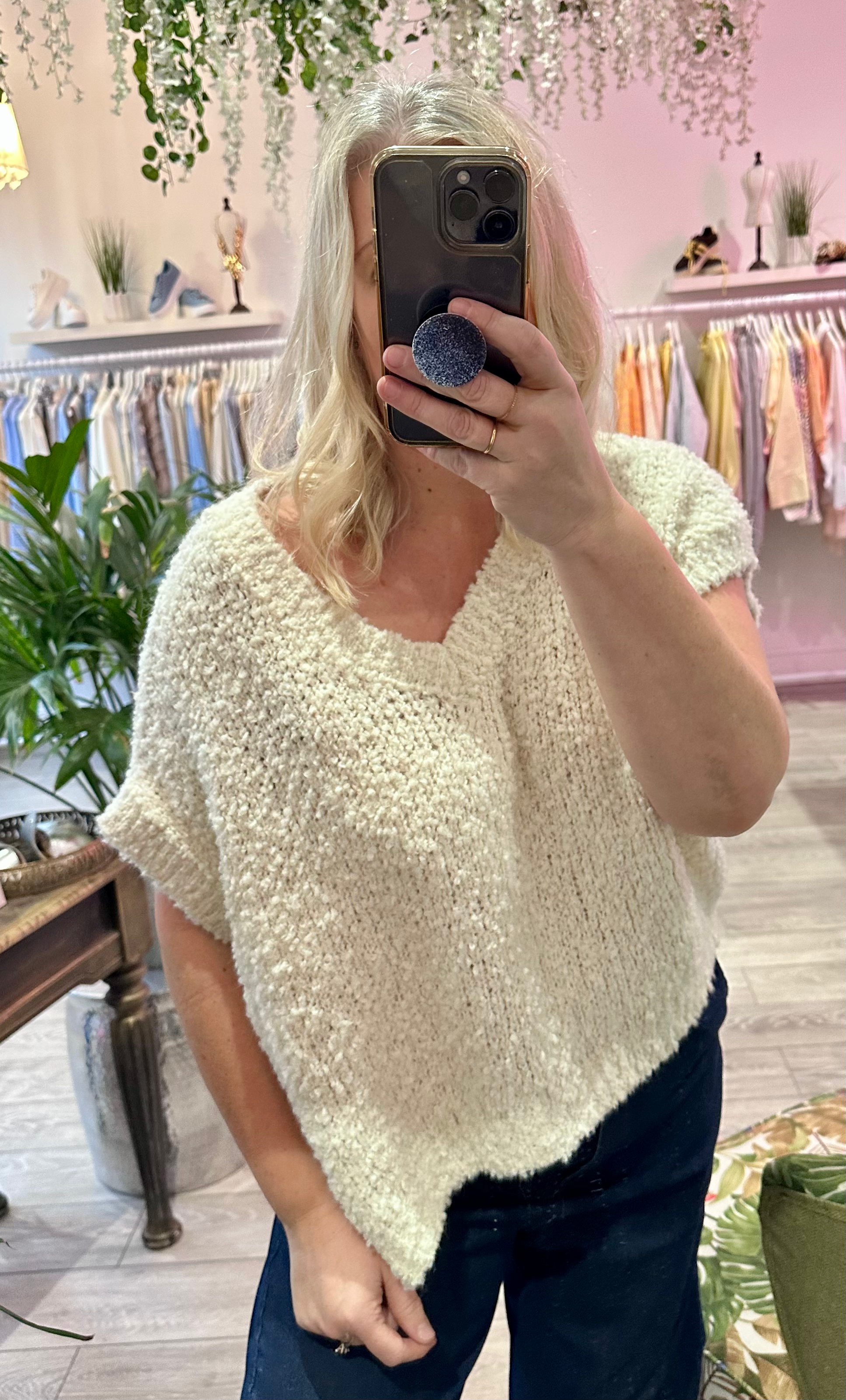 Cream popcorn knit