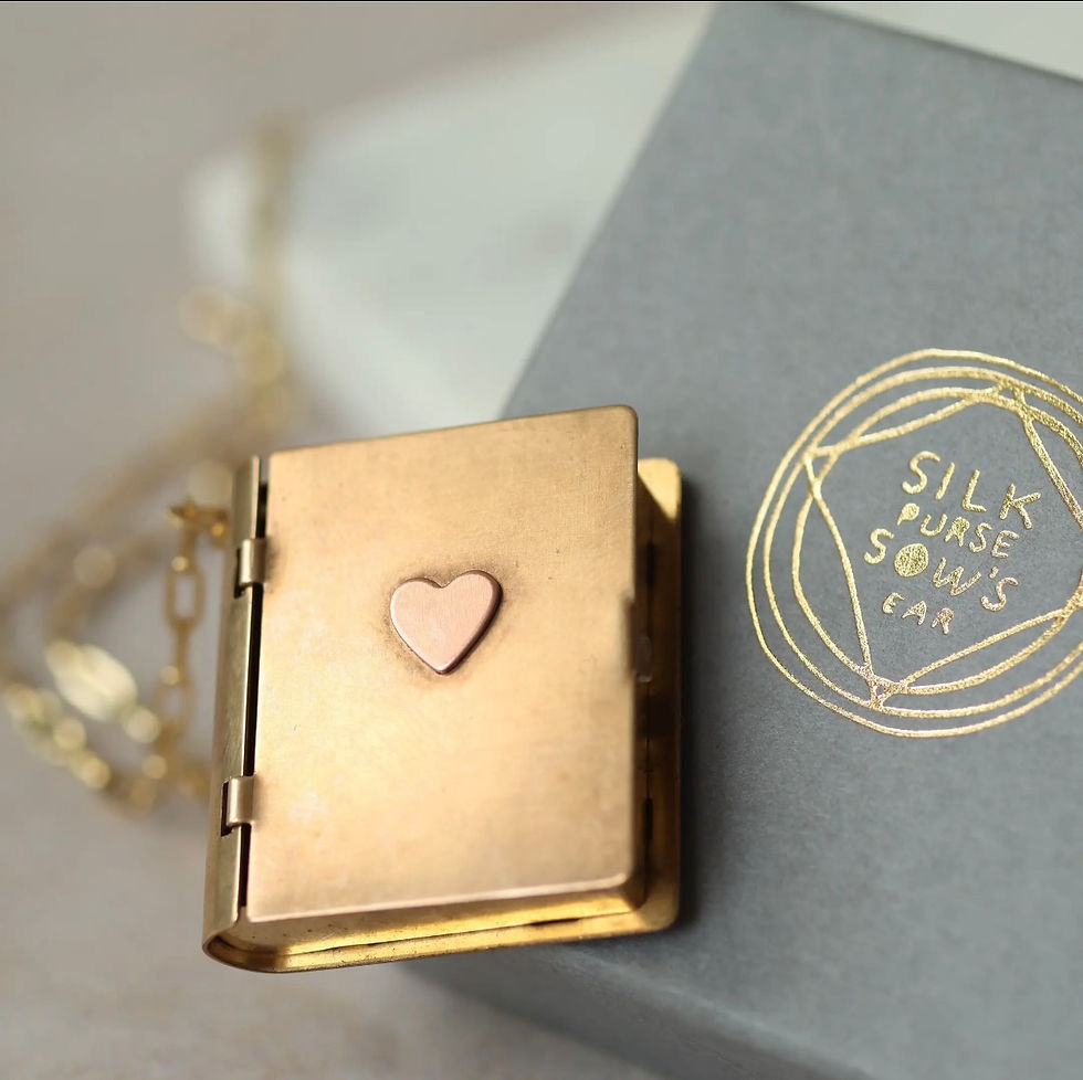 Thumbnail: Silk purse, sows ear love story book necklace