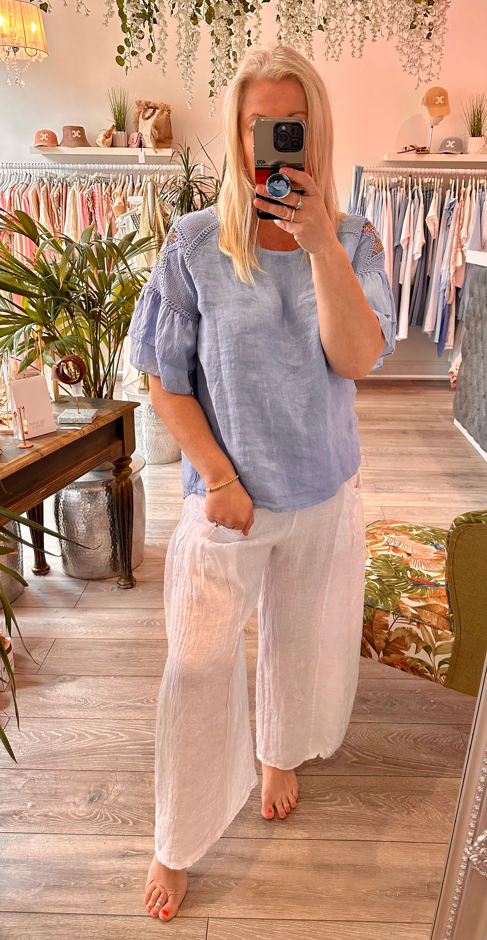Thumbnail: Santorini linen sequin star top