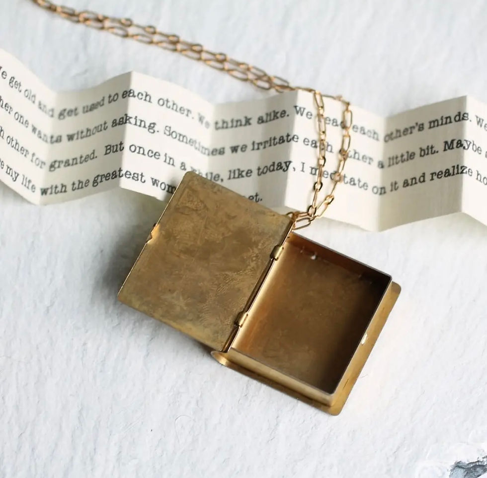 Thumbnail: Silk purse, sows ear love story book necklace