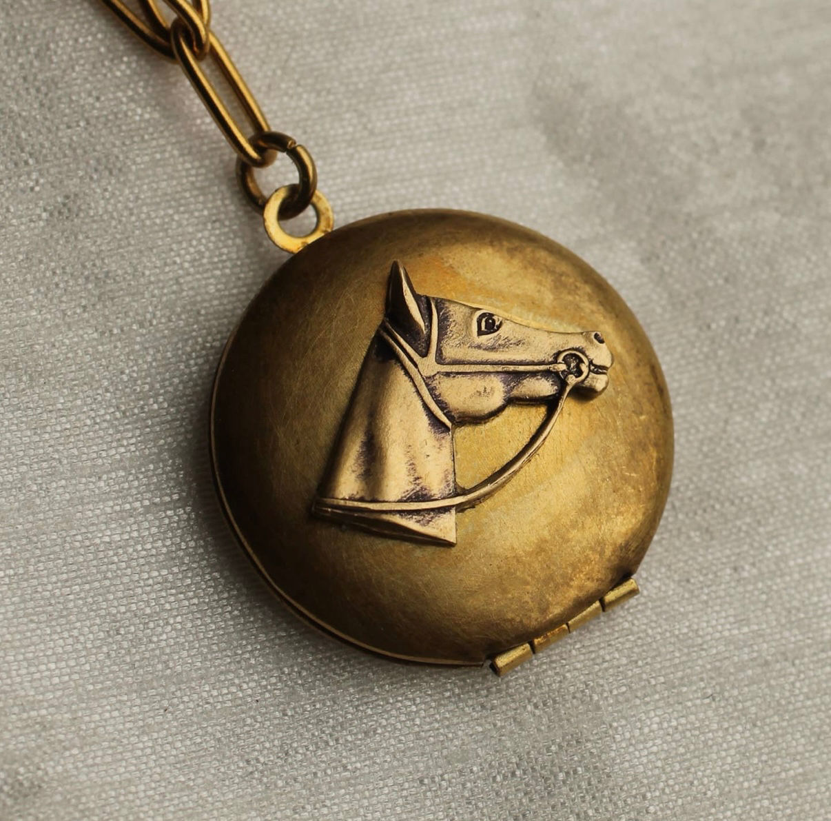 Silk purse, sows ear horse head locket