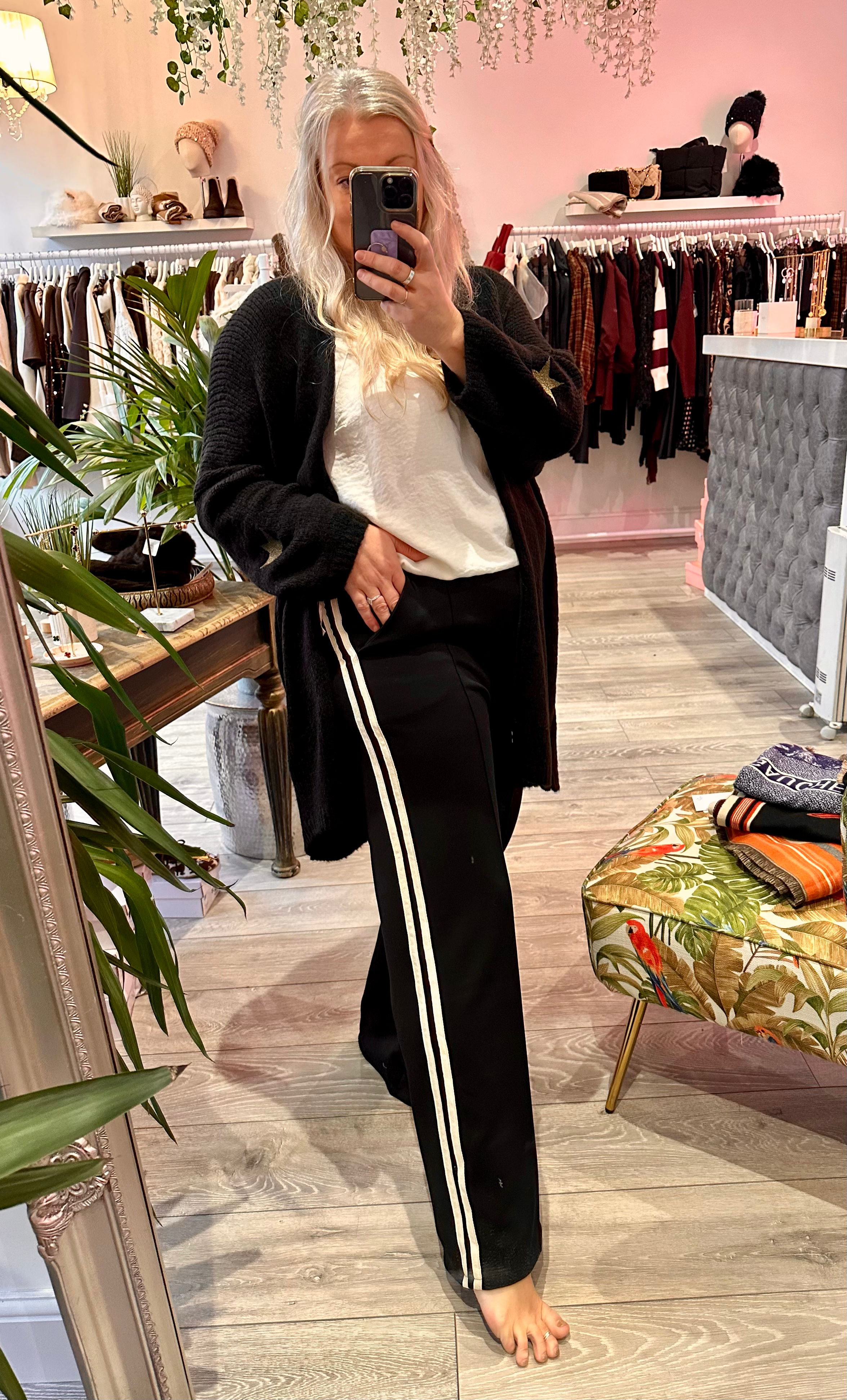 Adele side stripe wide leg joggers
