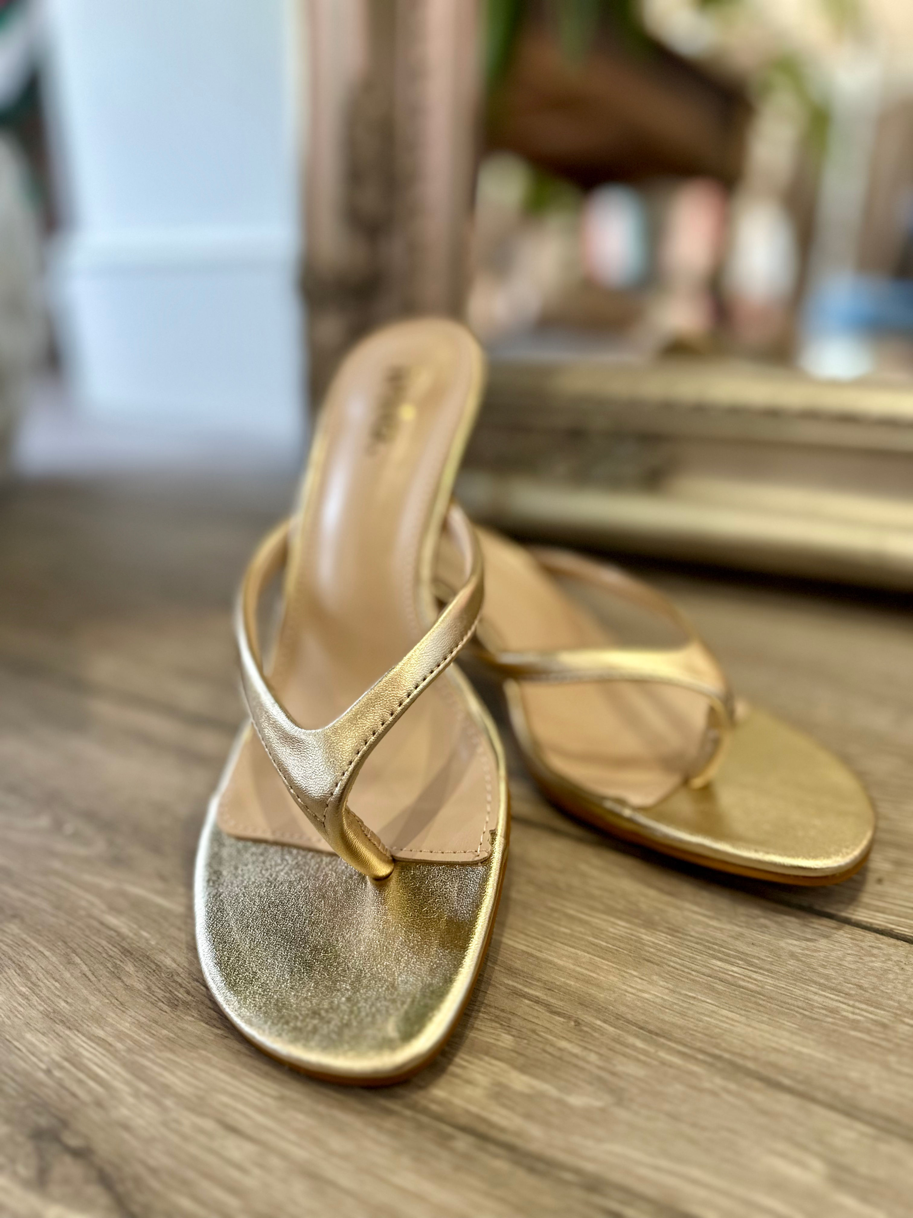 Barely there gold sandals