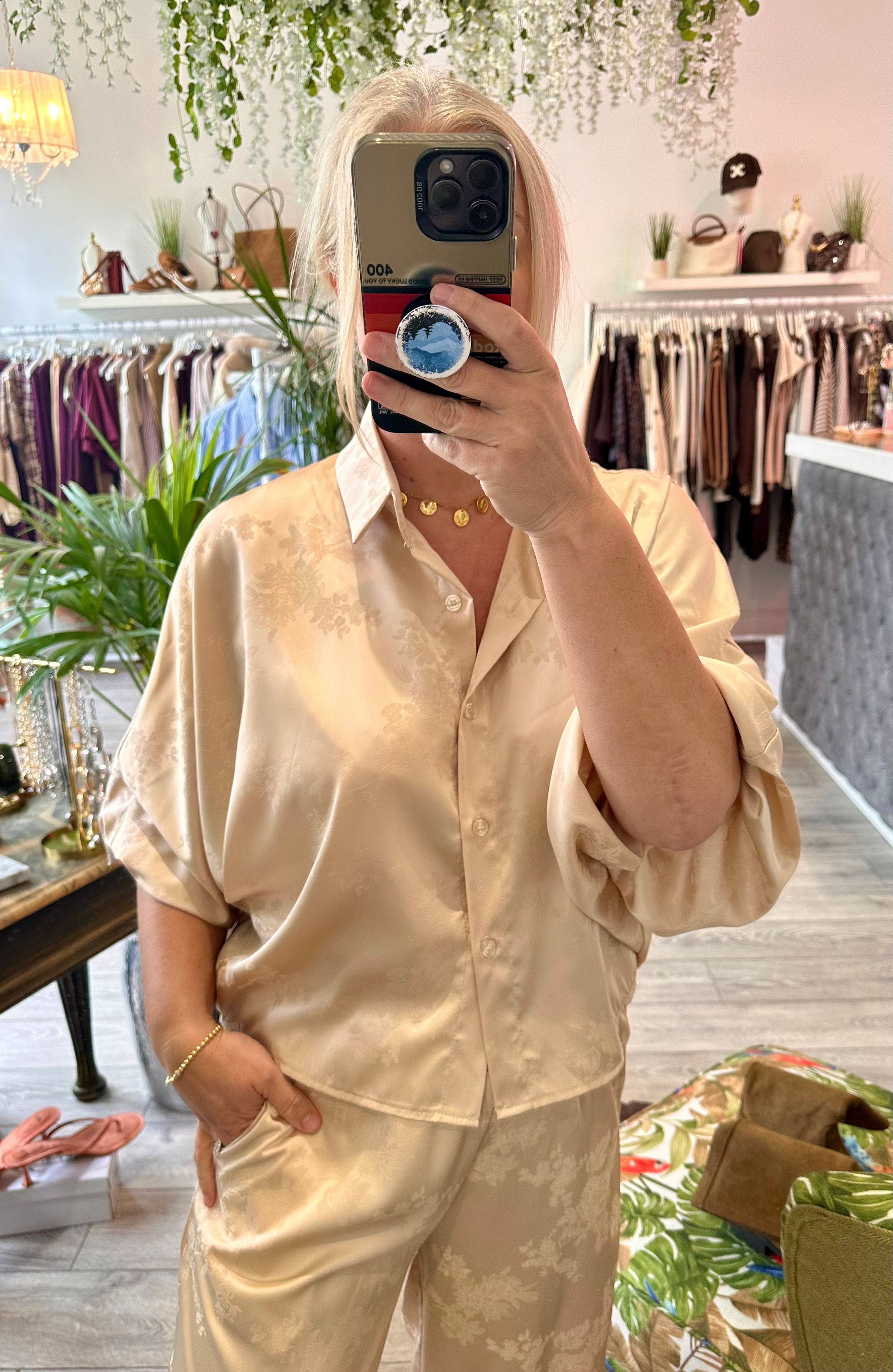 Kimmy oriental satin blouse