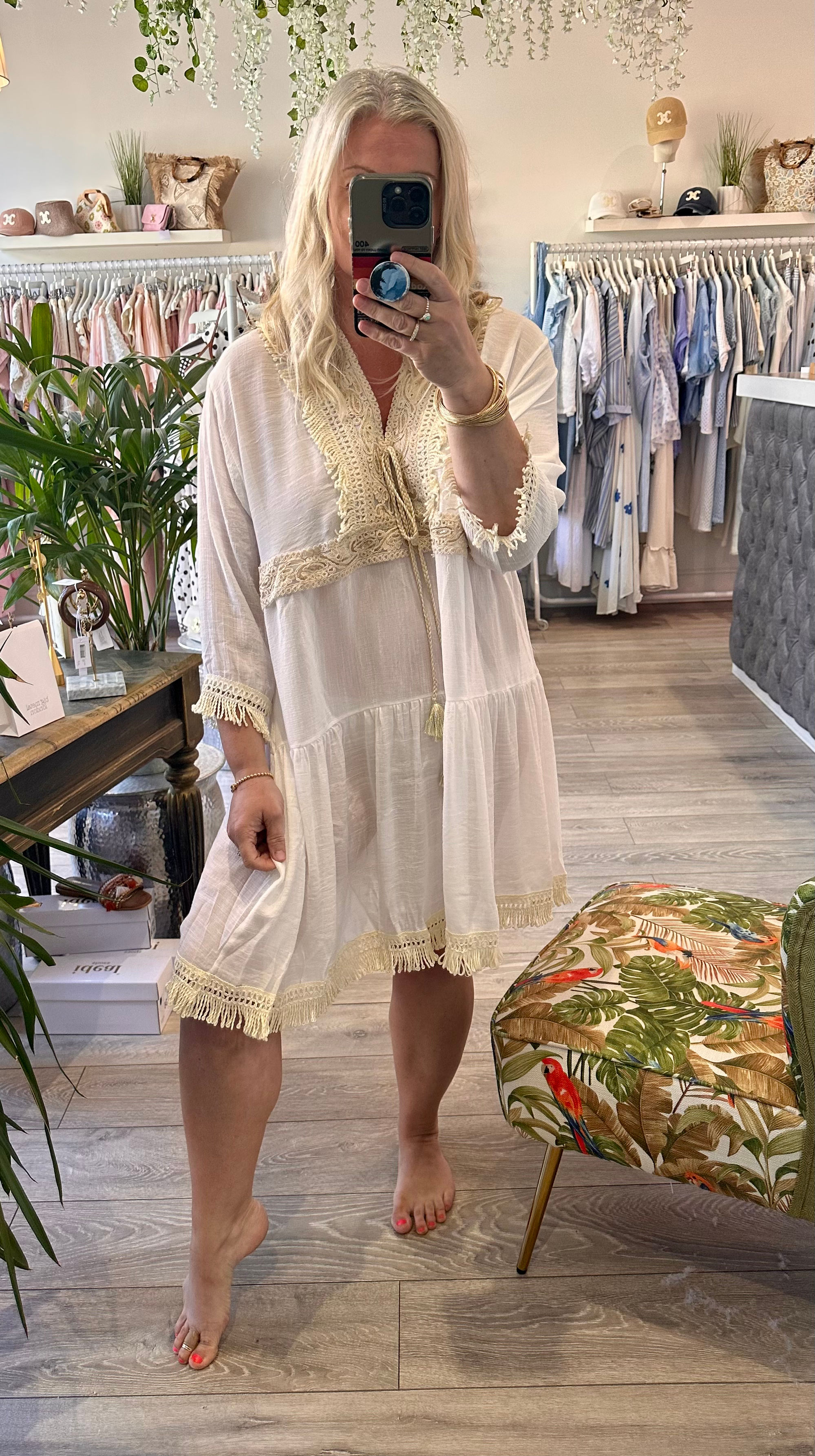 Rhodes boho embroidered trim kaftan