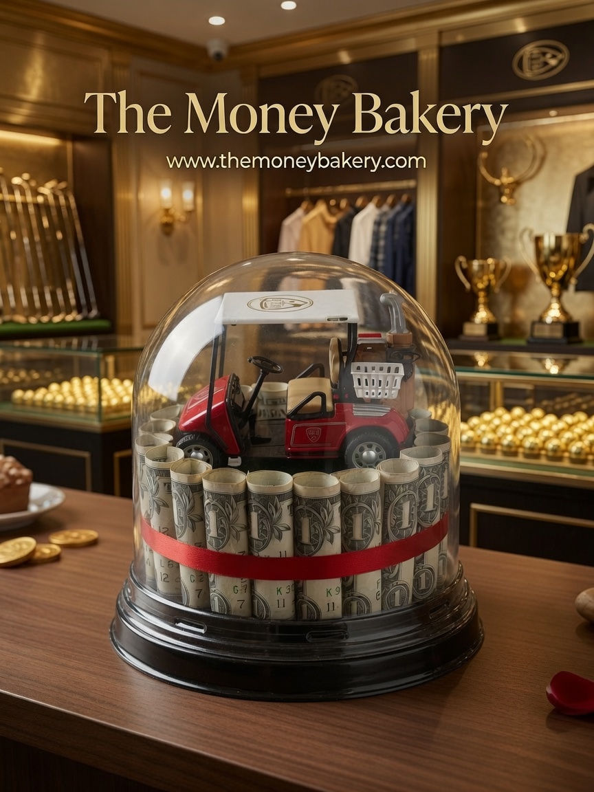 Golf Cart Petit Four Money Cake $20 Cash Gift