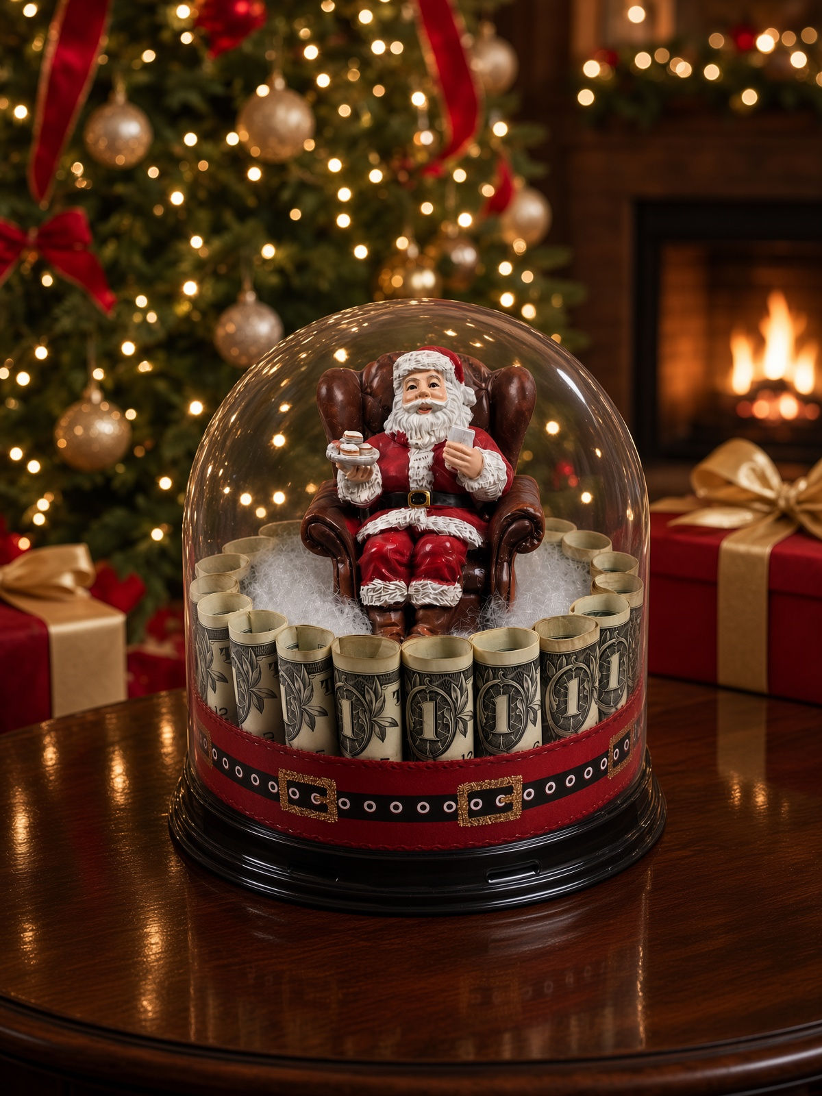 Santa Claus Petit Four Money Cake $20 Cash Gift