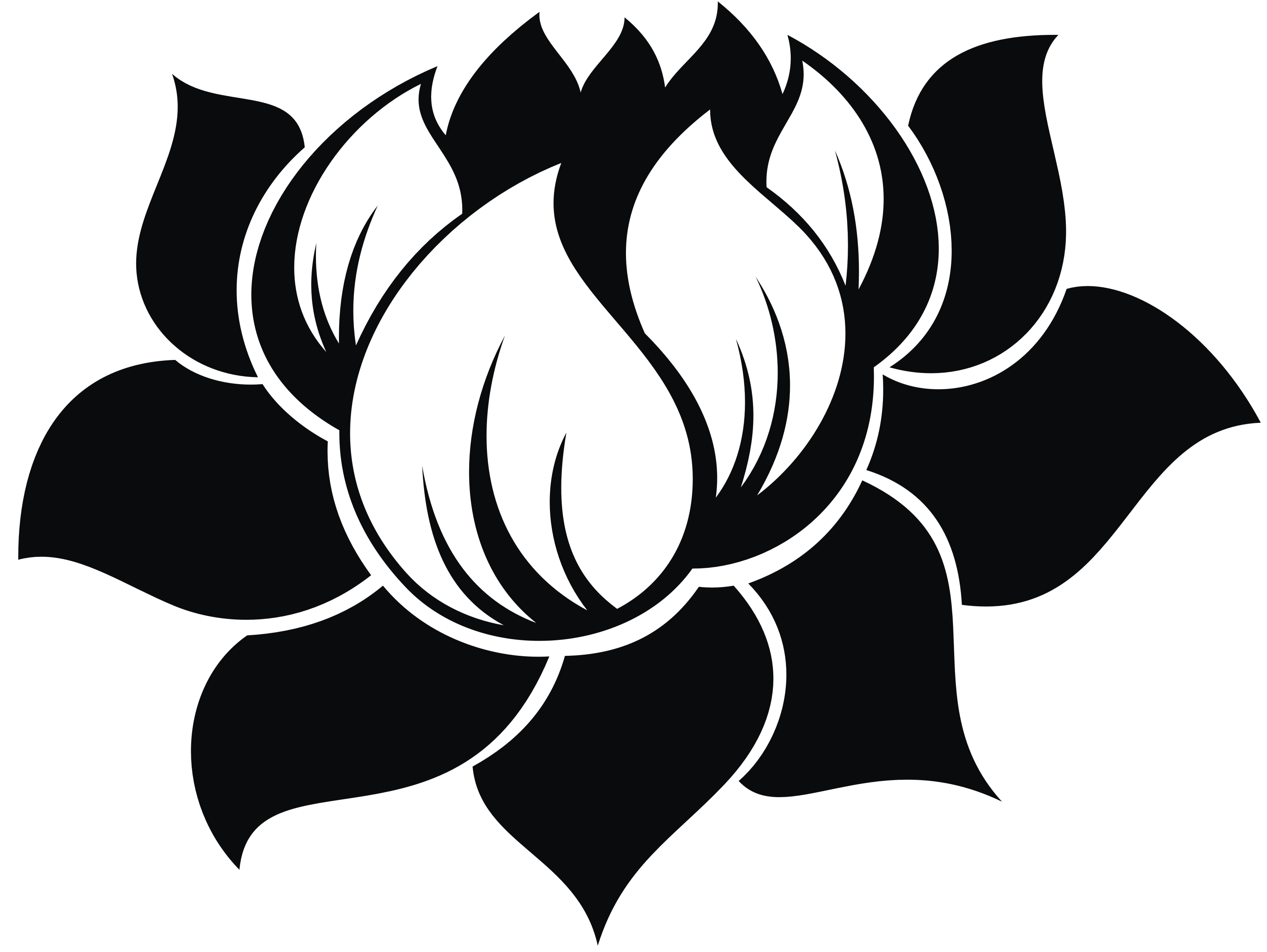 Pure Harmony Logo. Stylised black and white graphic, lotus flower.