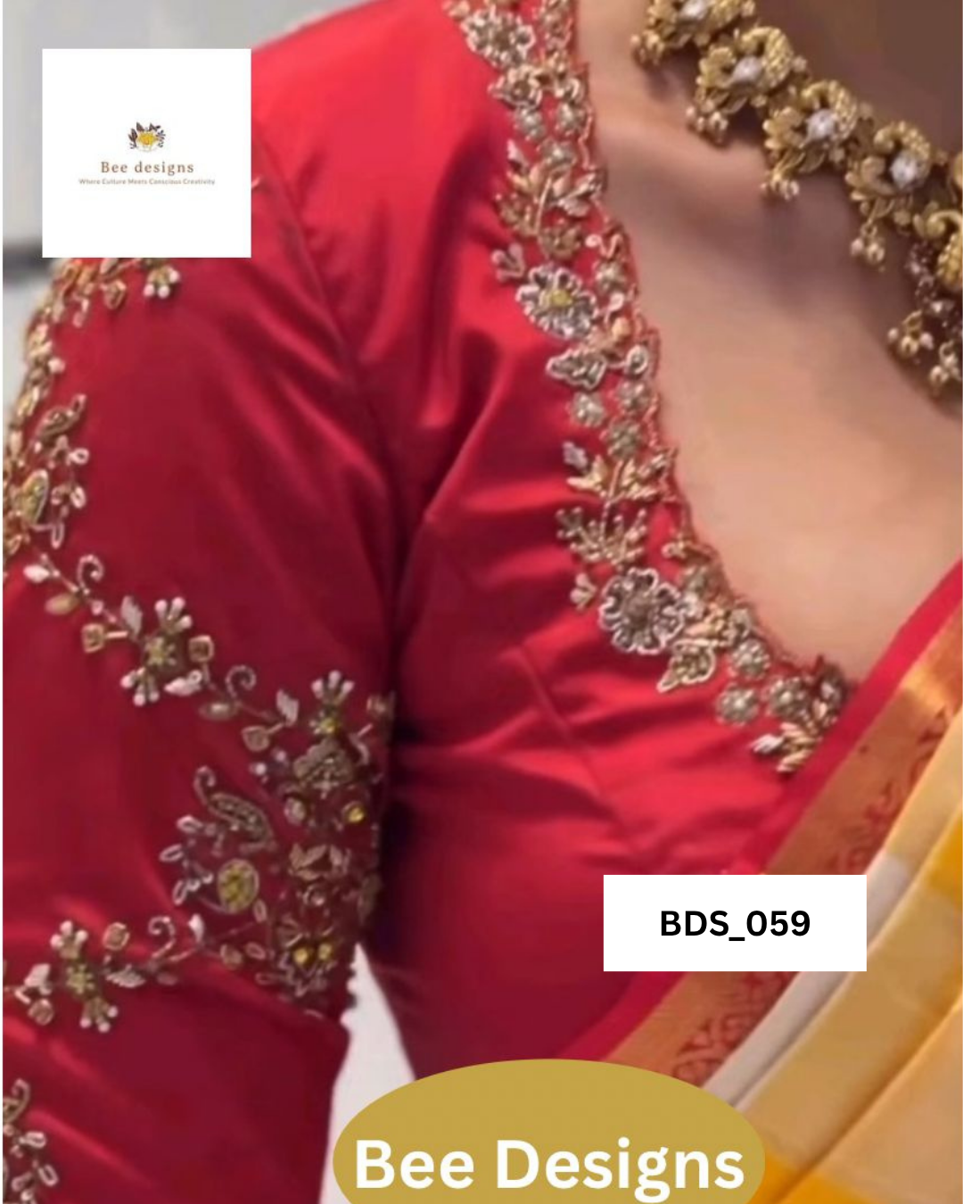 Scarlet Elegance Hand-Embroidered Blouse