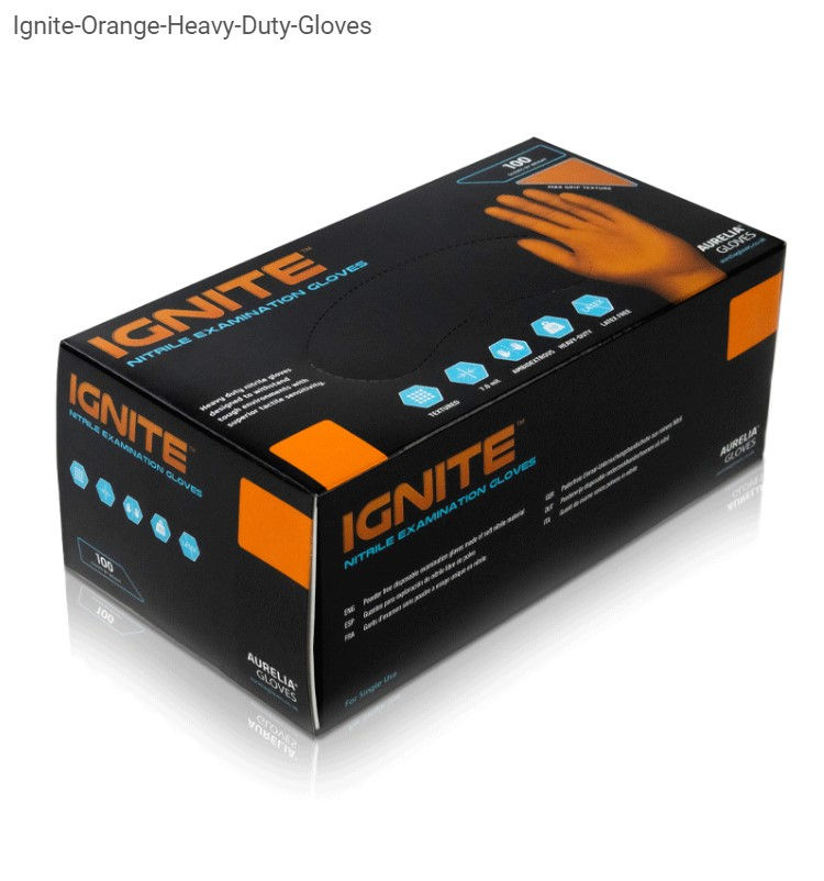 Heavy Duty Mechanics Nitrile Gloves XL Aurelia Ignite Orange 1x90