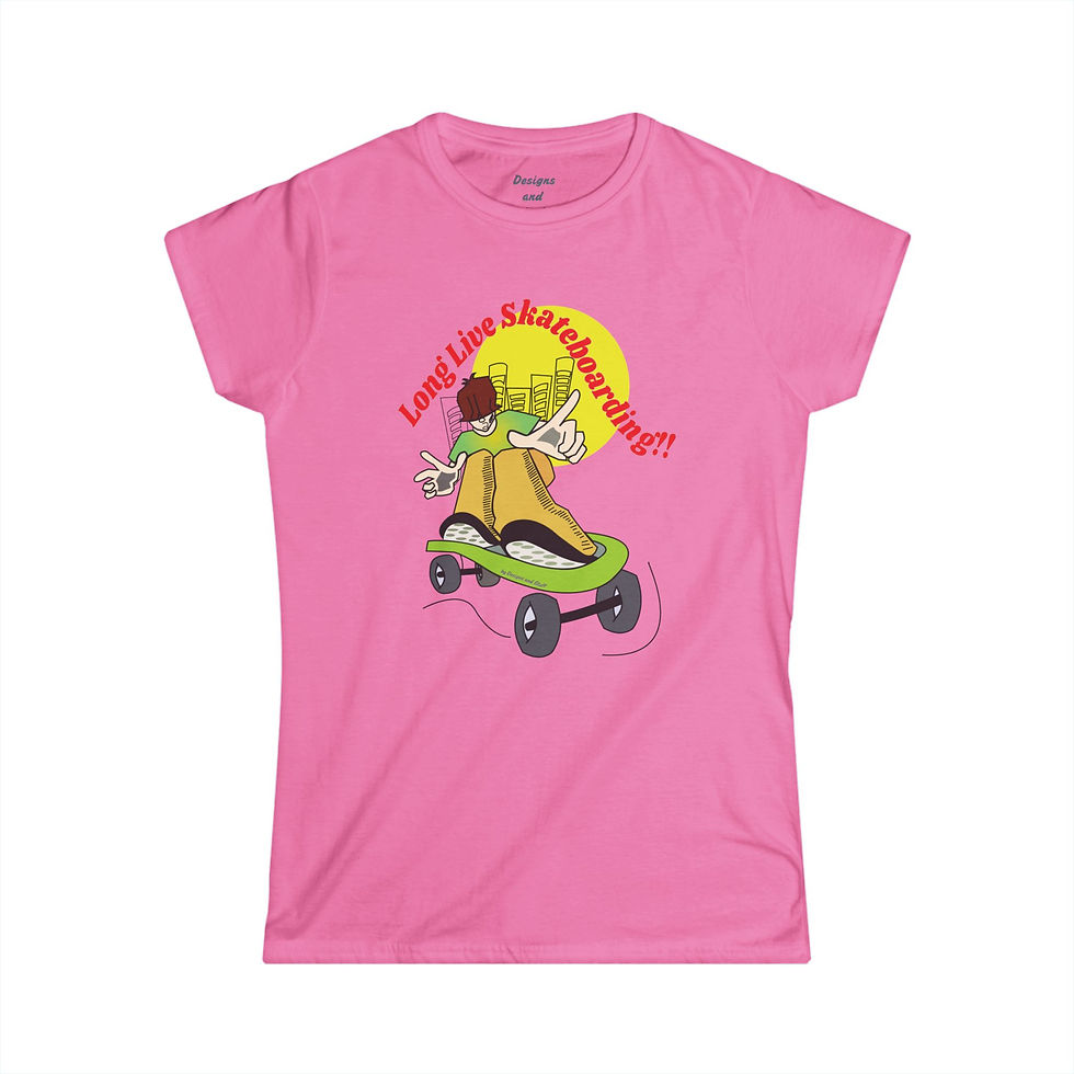 Pink Women's Tee with LONG LIVE SKATEBORDING quote (front)