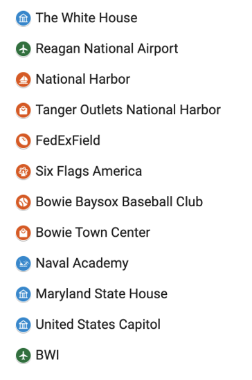 List of Attractions near Liberty Sports Park