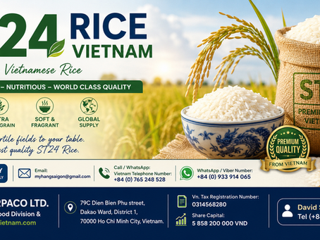 Buy ST24 rice from Vietnam — a premium Vietnamese fragrant rice known for its long grain, soft texture, and pandan-like aroma, grown in the Mekong Delta's Soc Trang region. Get full specifications, wholesale pricing, and bulk export options for ST24 rice, ideal for importers, distributors, wholesalers, and bulk buyers sourcing high-quality long-grain fragrant rice from a trusted Vietnam rice exporter and broker.