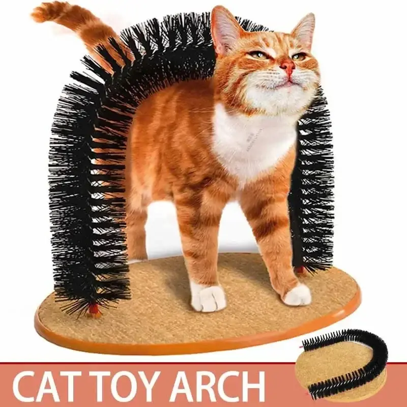 Paws & Pearls Luxe Self-Grooming Cat Arch Brush with Scratching Pad