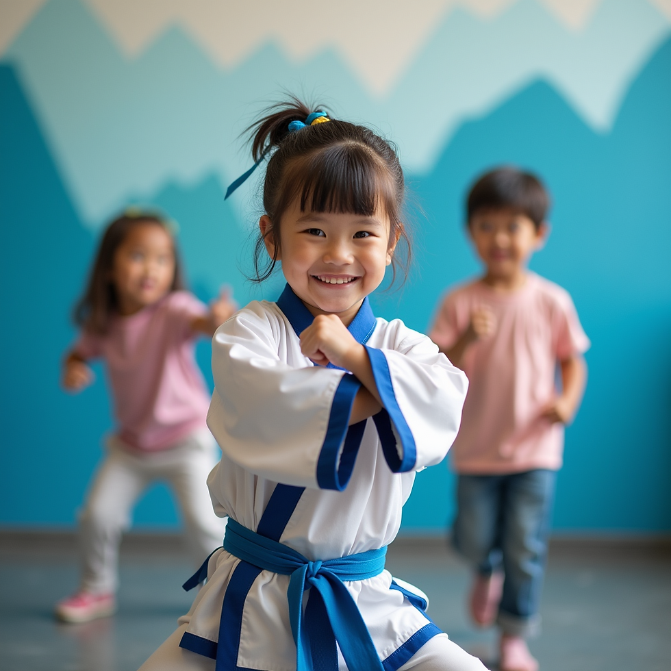 Young students having fun in their kung fu class