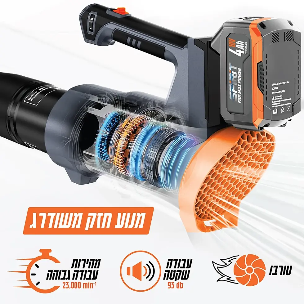 תמונה ממוזערת: מפוח עלים נטען 180W 18V - סוללה 2 Ah | מטען 3A HUNTER