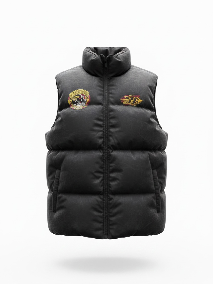 District Shadow Puffer Vest wool varsity jacket