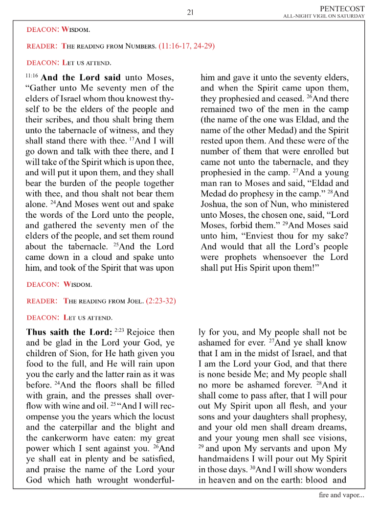 Thumbnail: Scripture readings (Vigil, Divine Liturgy and Kneeling Vespers of Pentecost)