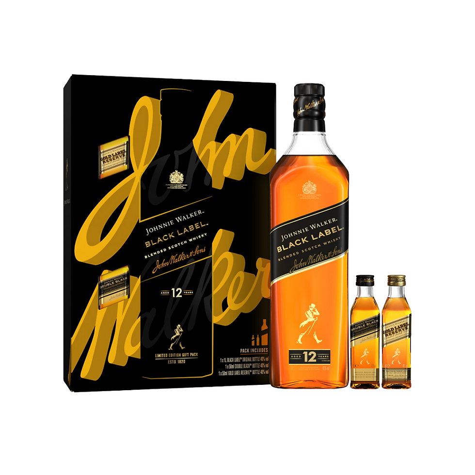 Johnnie Walker Black Label 1L + FREE 50ml Gold Label & Double Black