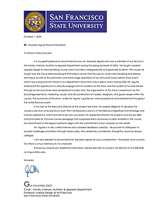 Gus Vouchilas, Chair of the Department, recommendation letter.