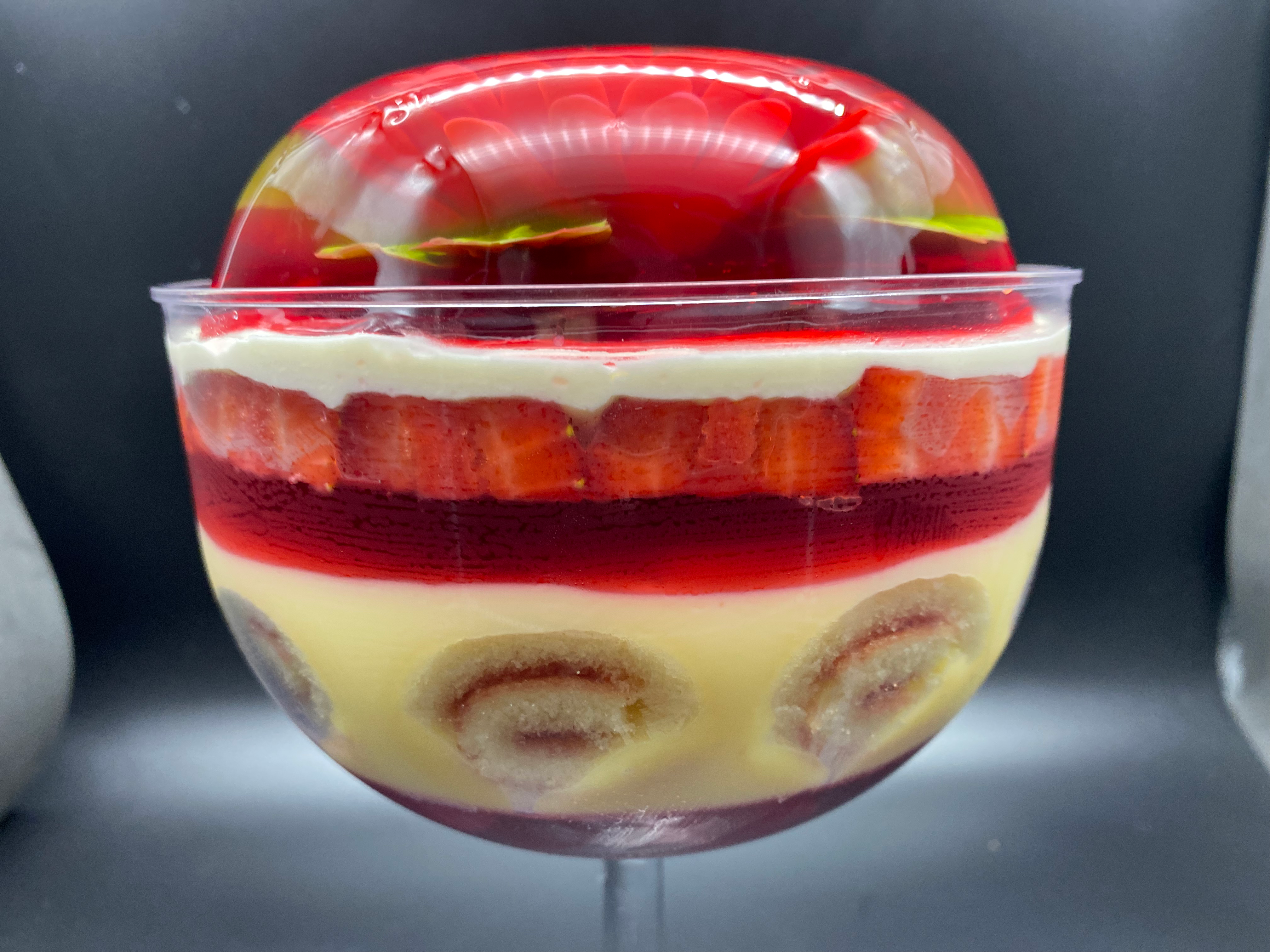 Strawberry Triffle Bowl with Jelly Flower
