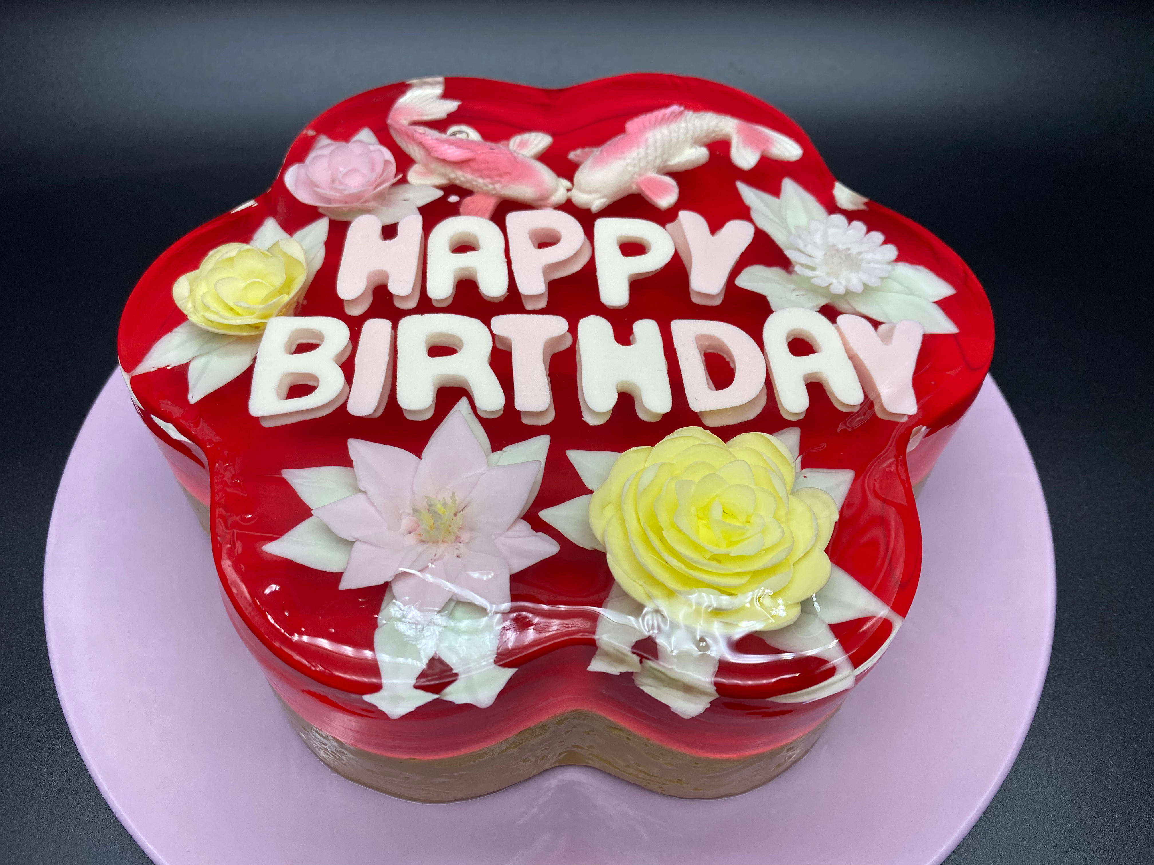 Happy Birthday Jelly Cake with Caramel Mousse