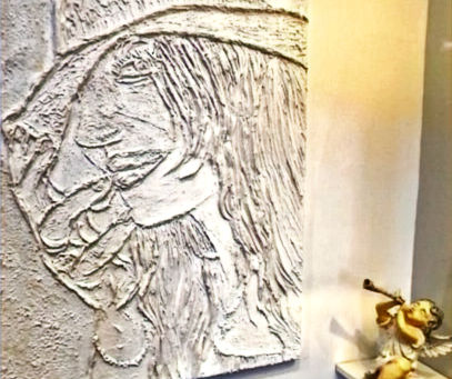 Sculptural Self-Portrait | Pure Matter, Raw White Michela Fabeni Art gallery palette Knife  Smussato Technique Bas-relief on canvas