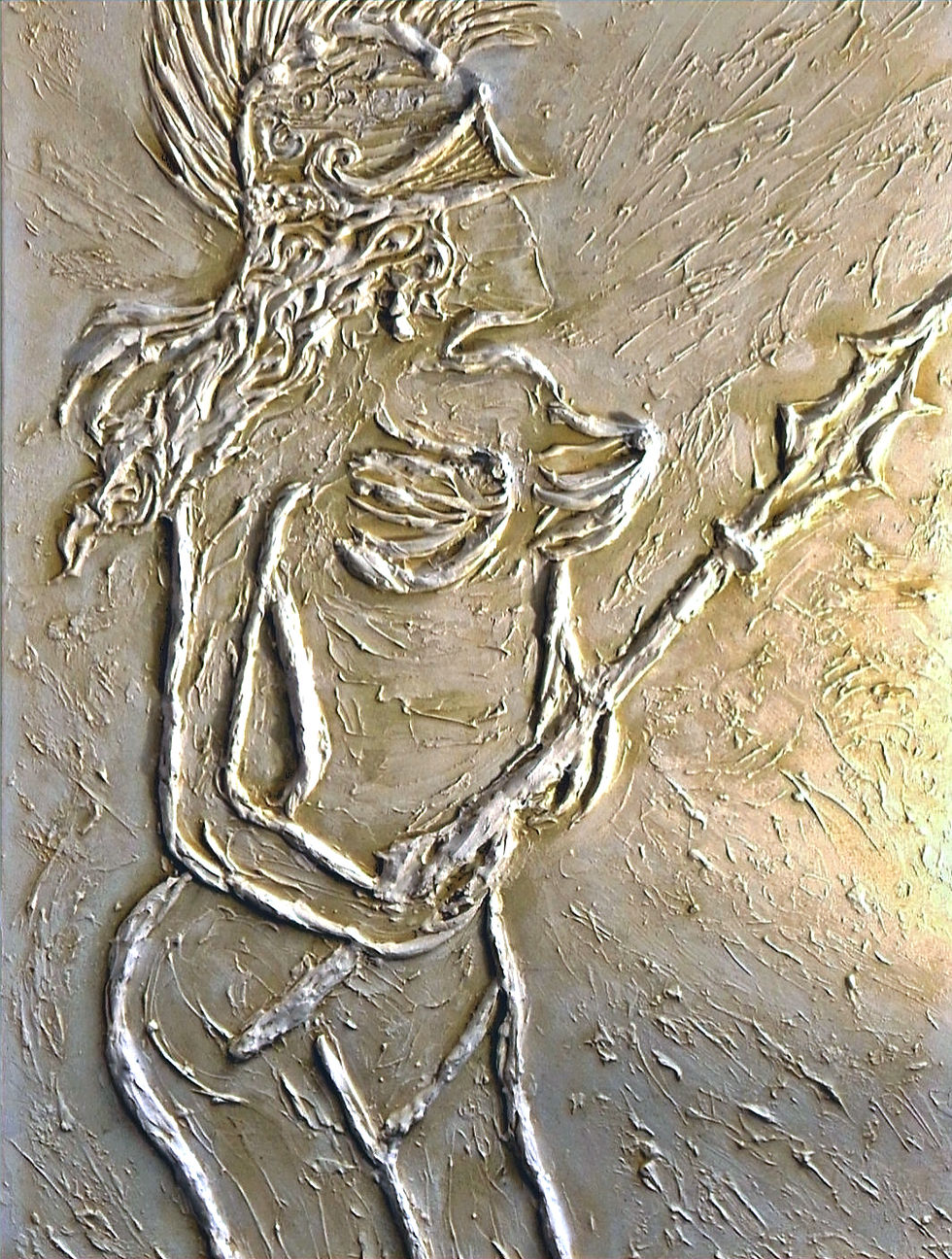 Goddess Rome – Textured Raw Bas-Relief on Canvas | Tribute to the Eternal City | Michela Fabeni Art Gallery