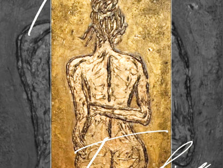 Artistic Nudes and Bas-Reliefs by Michela Fabeni Art: Sinuous Forms, Figures tied to Nature and the Universe, Full and Empty, Golden and Shimmering