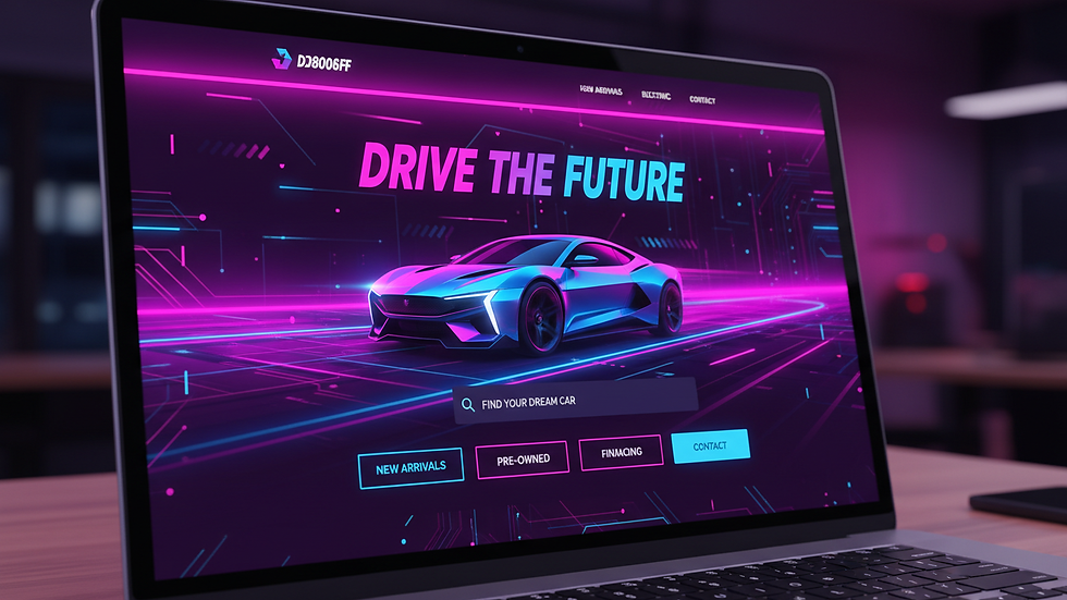 Close-up view of dealership website homepage on a laptop screen