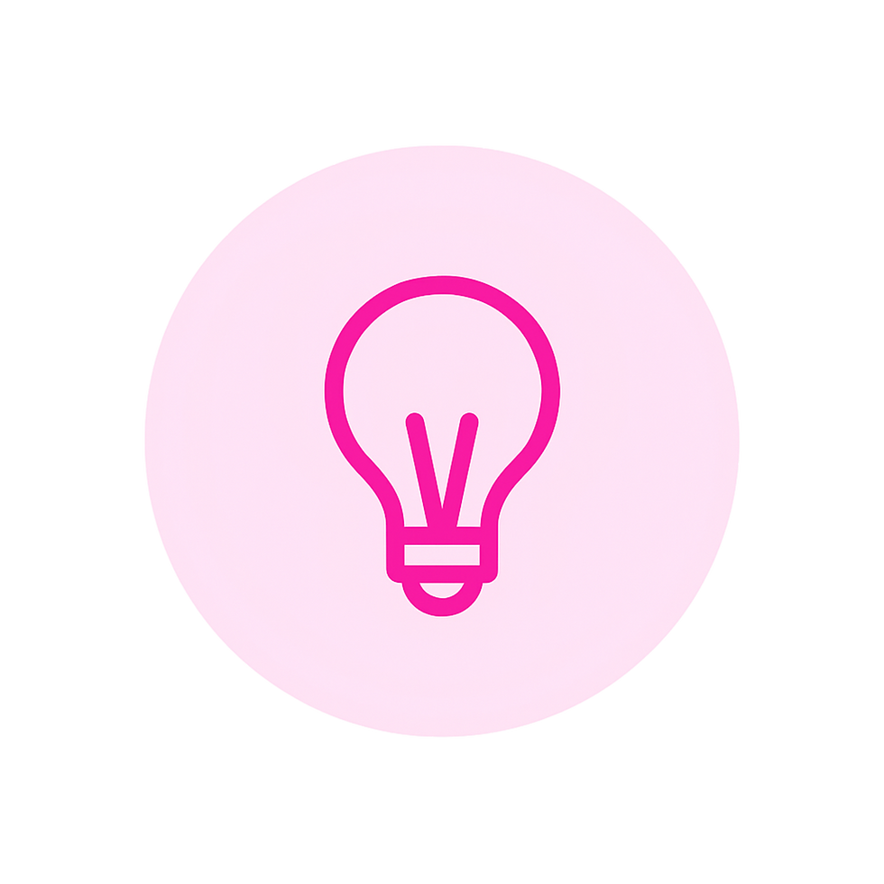 Pink circle with bright idea lightbulb