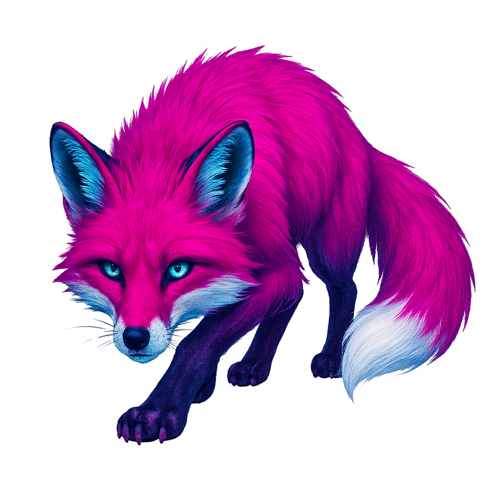 Foxedge Digital neon fox mascot in magenta and blue